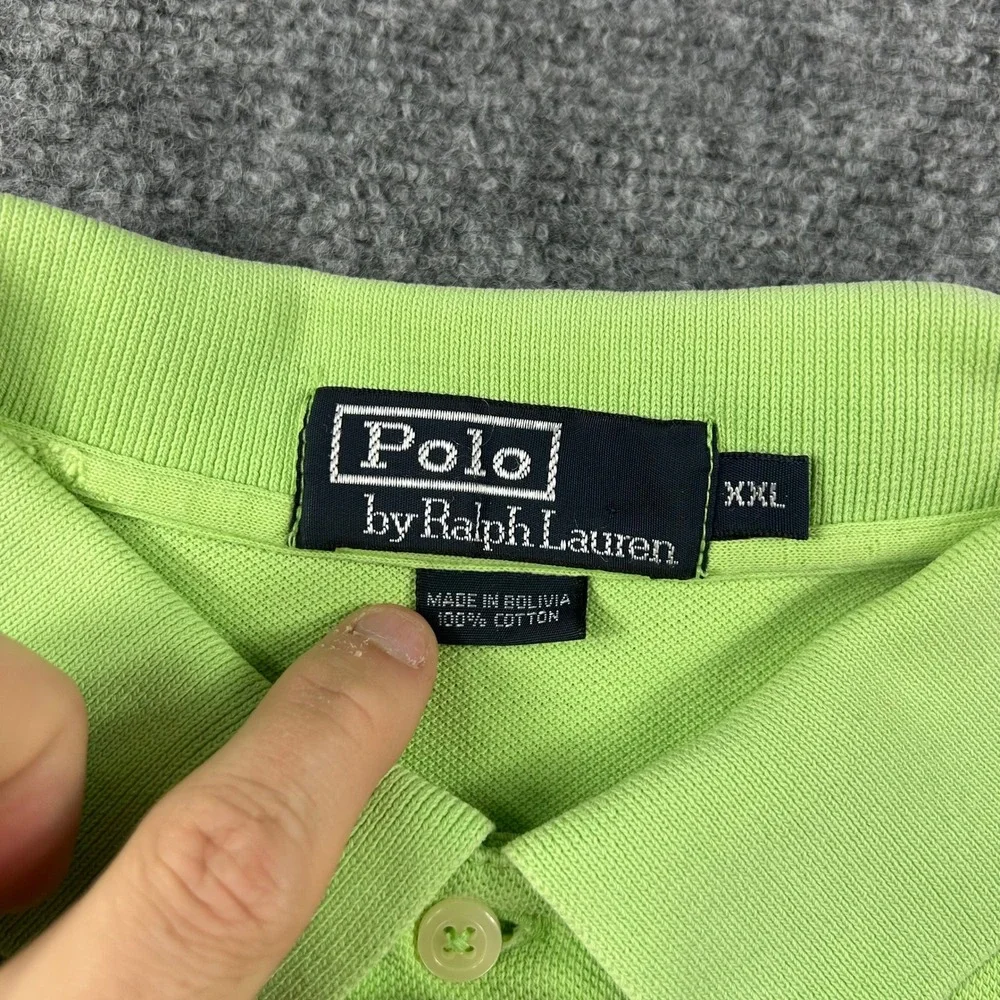 Polo Ralph Lauren Polo Shirt Mens XXL Lime Green Pique Cotton Pony Logo Casual